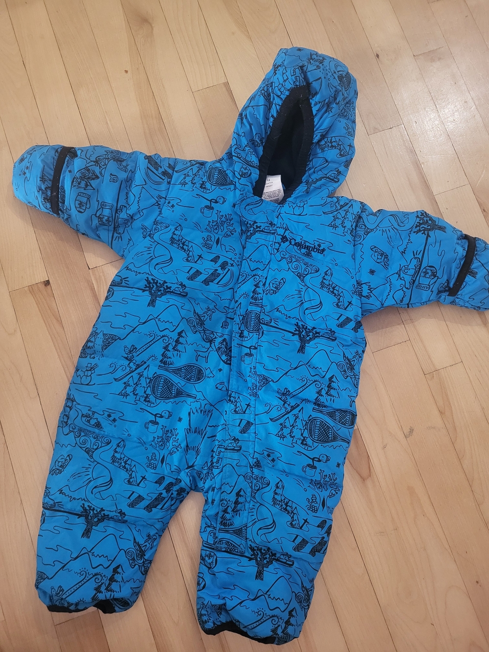 Columbia Blue Printed Insulated Baby One-Piece Snowsuit